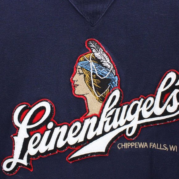 Vintage Leinenkugel's Chippewa Falls Crewneck Sweatshirt Mens Navy Blue XL USA - Picture 6 of 11